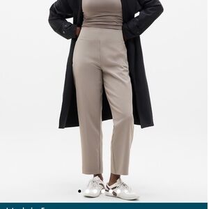 Athleta Taupe Cropped Straight-Leg Pants